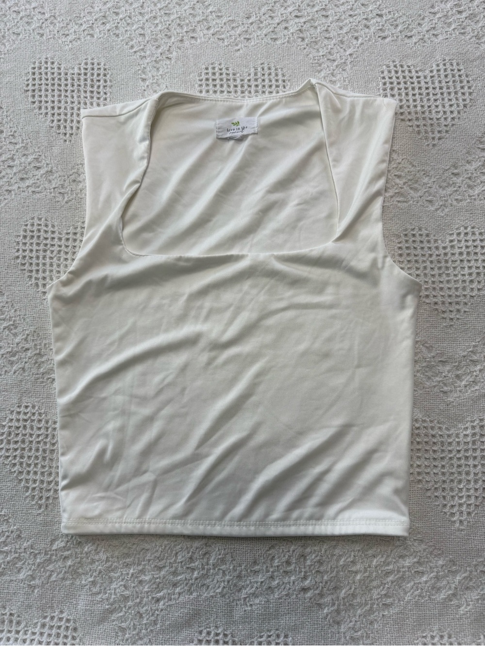 Live in the Moment White Cropped Tank (S)